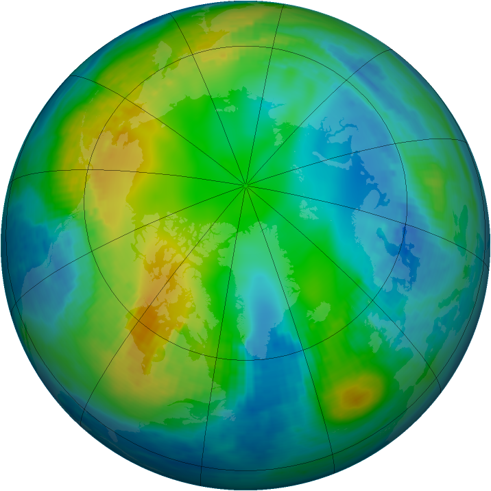 Arctic ozone map for 18 November 1989